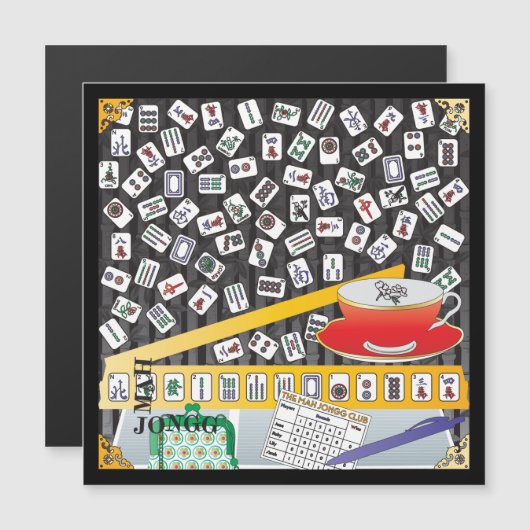 Mah Jongg Limerick Mahj Flat Magnet (Vorne/Hinten)