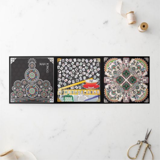 Mah Jongg Limericks 1 Trifold Card Dreifach Gefaltete Karte (Außenbereich)