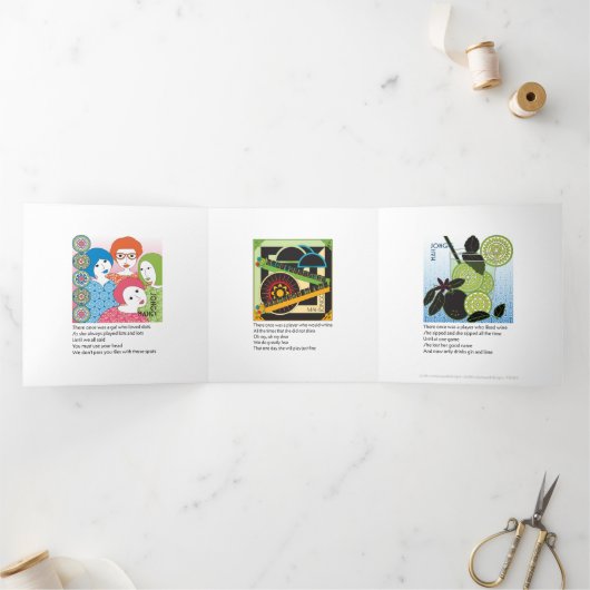 Mah Jongg Limericks 2 Trifold Card Dreifach Gefaltete Karte (Innenseite)