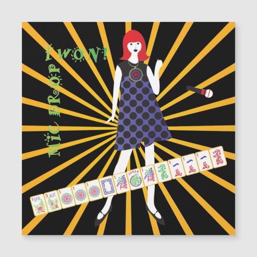 Mah Jongg Mic Drop Magnet-Karte Magneteinladung (Vorderseite)