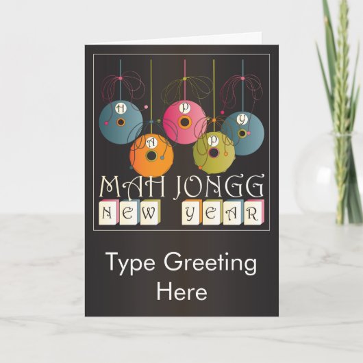 Mah Jongg New Years Feiertagskarte (Vorderseite)