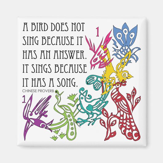 Mah Jongg One Bams Birds/Proverb Magnet (Vorne)