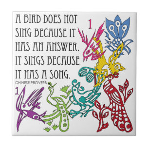 Mah Jongg One Bams Birds/Proverb Tile Fliese