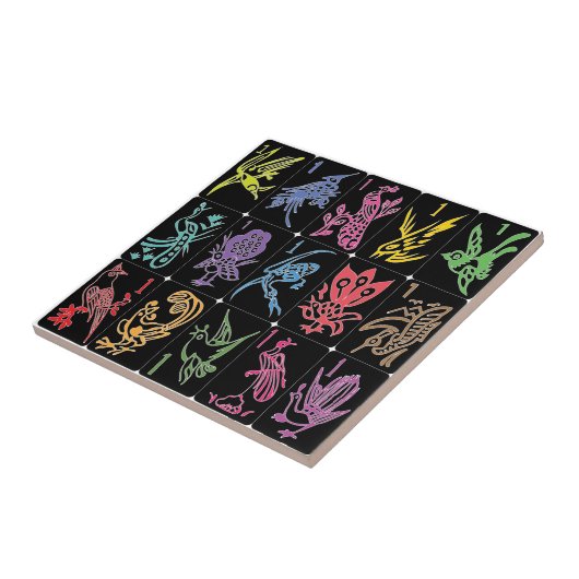 Mah Jongg One Bams Black/Multi Tile Fliese (Seite)