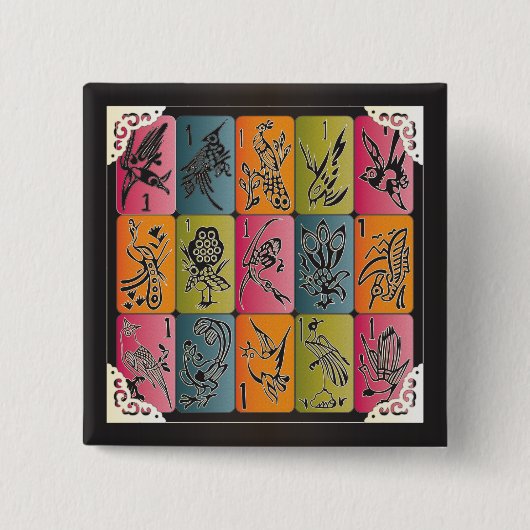 Mah Jongg One Bams Button (Vorderseite)