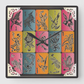 Mah Jongg One Bams Quadratische Wanduhr (Vorderseite)