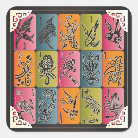 Mah Jongg One Bams Quadratischer Aufkleber (Vorderseite)