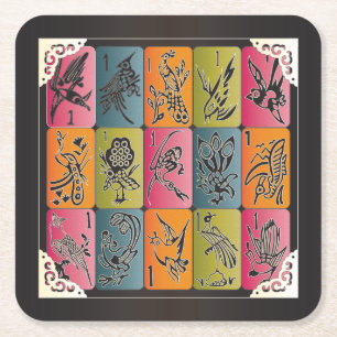 Mah Jongg One Bams Rechteckiger Pappuntersetzer