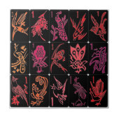Mah Jongg One Bams Reds Tile Fliese (Vorderseite)