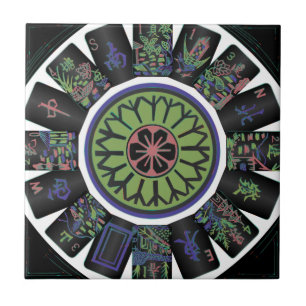 Mah Jongg One Dot Black Tile Fliese