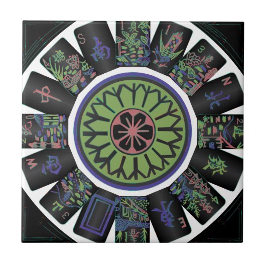 Mah Jongg One Dot Black Tile Fliese (Vorderseite)