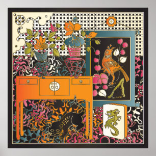 Mah Jongg Orange Poster