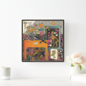 Mah Jongg Orange Quadratische Wanduhr (Zuhause)