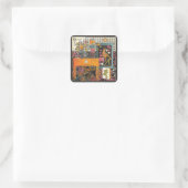 Mah Jongg Orange Quadratischer Aufkleber (Tasche)