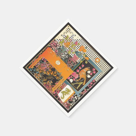 Mah Jongg Orange Serviette (Ecke)