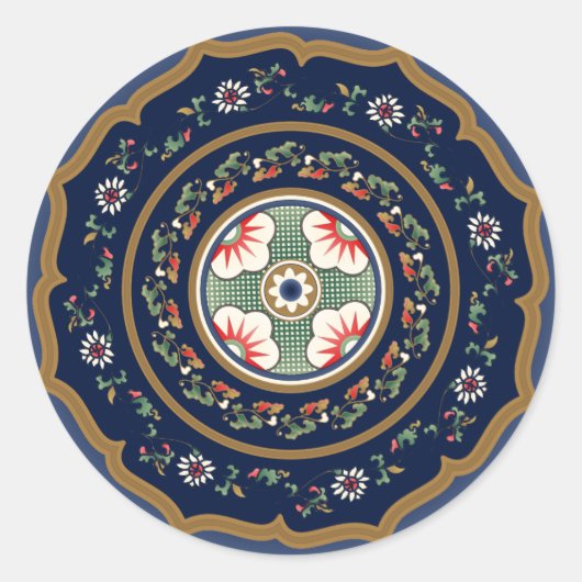 Mah Jongg Patterns Classic Round Sticker (Vorderseite)