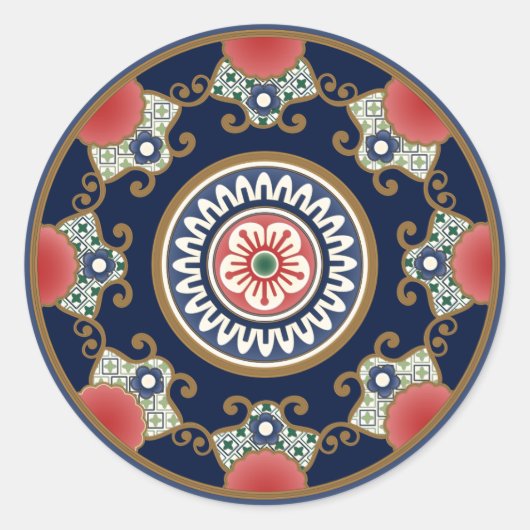 Mah Jongg Patterns Classic Round Sticker (Vorderseite)