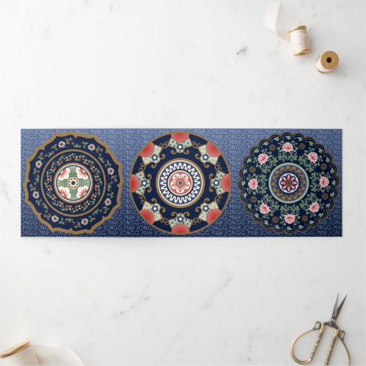 Mah Jongg Patterns Trifold Card Dreifach Gefaltete Karte (Außenbereich)