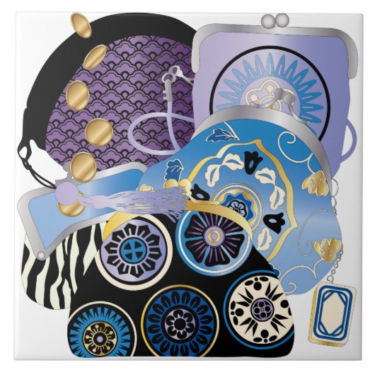 Mah Jongg Purses Blue Tile Fliese (Vorderseite)