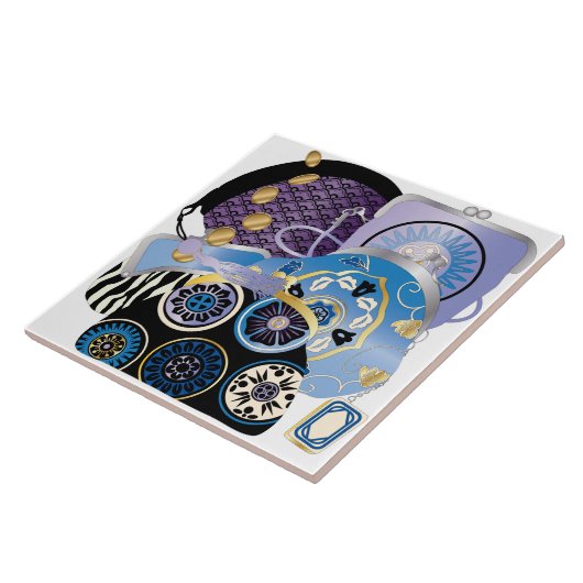 Mah Jongg Purses Blue Tile Fliese (Seite)