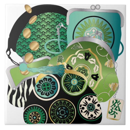 Mah Jongg Purses Green Tile Fliese (Vorderseite)