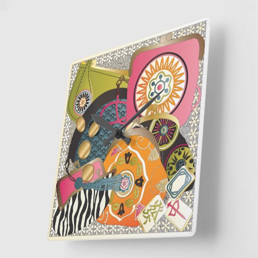 Mah Jongg Purses Quadratische Wanduhr (Winkel)