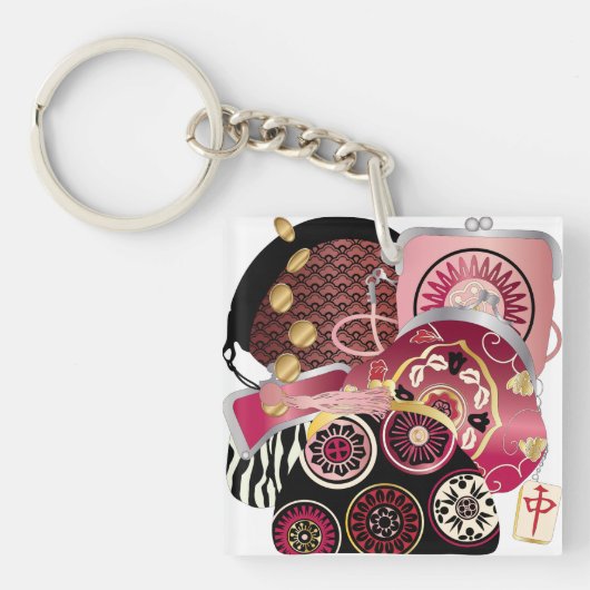 Mah Jongg Purses Red/Blue Schlüsselanhänger (Vorderseite)