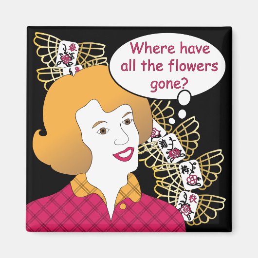 Mah Jongg Redewendungen Blume Magnet (Vorne)