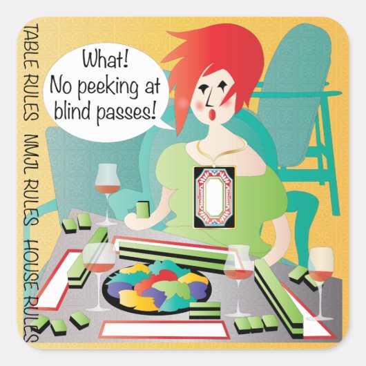 Mah Jongg Redewendungen Flüchtige Blick Pass Quadratischer Aufkleber (Vorderseite)