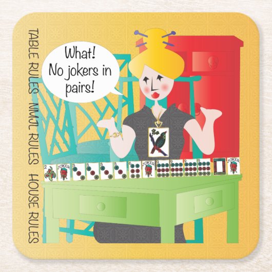 Mah Jongg Redewendungen Keine Joker Rechteckiger Pappuntersetzer (Vorderseite)