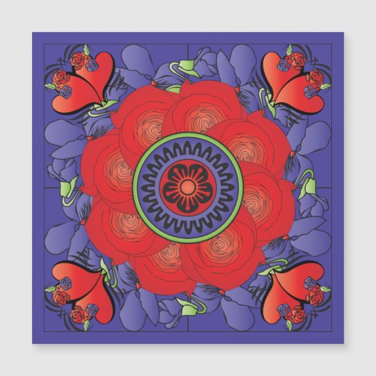 Mah Jongg Rose Magnet Card (Vorderseite)