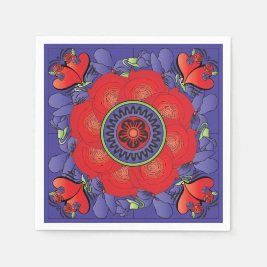 Mah Jongg Rose Napkins Serviette (Vorderseite)