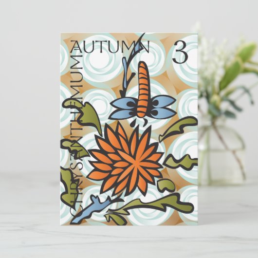 Mah Jongg Saasons Autumn Flat Card Dankeskarte (Stehend Vorderseite)