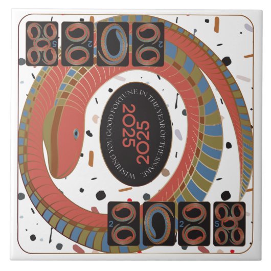 Mah Jongg Snake 2025 Keramik Tile Fliese (Vorderseite)
