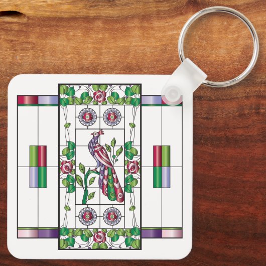 Mah Jongg Stains Glass Schlüsselanhänger (Rückseite)