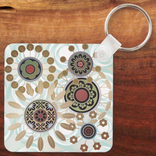 Mah Jongg Sternexplosion Dots Schlüsselanhänger (Rückseite)