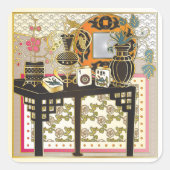 Mah Jongg Table Quadratischer Aufkleber (Vorderseite)