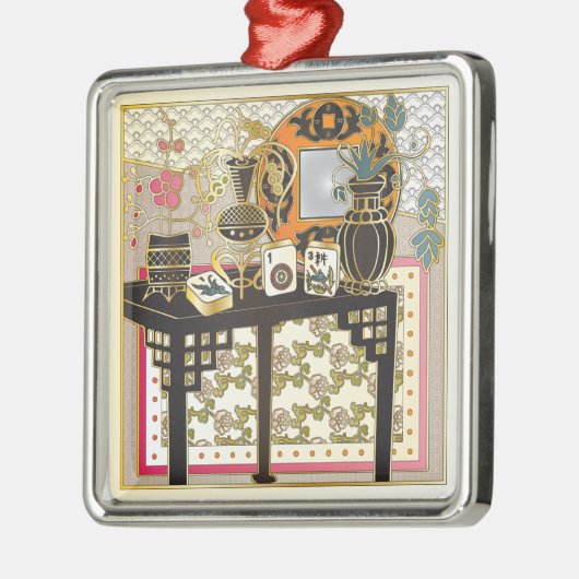 Mah Jongg Table Silbernes Ornament (Links)