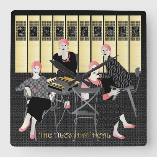 Mah Jongg The Tiles That Heal Quadratische Wanduhr (Vorderseite)