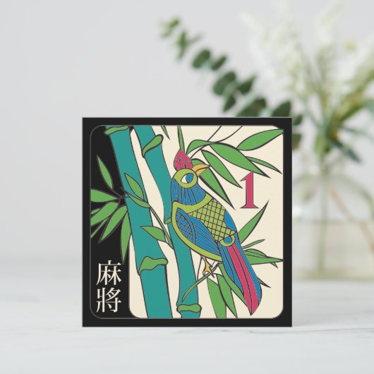 Mah Jongg Tiles Bird Flat Card (Stehend Vorderseite)