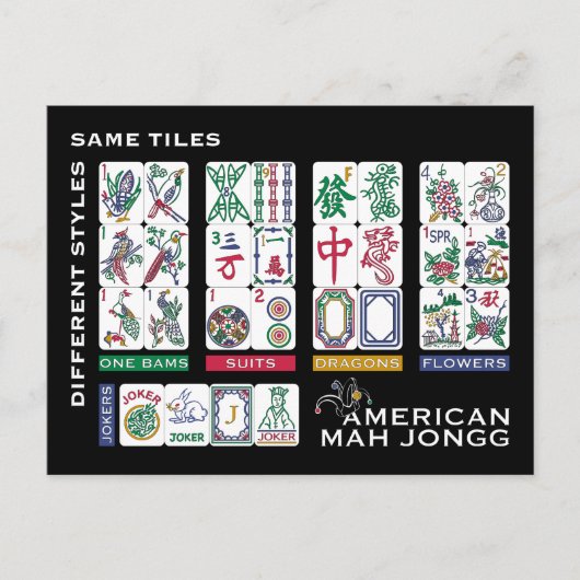 Mah Jongg Tiles gleich Postkarte (Vorderseite)
