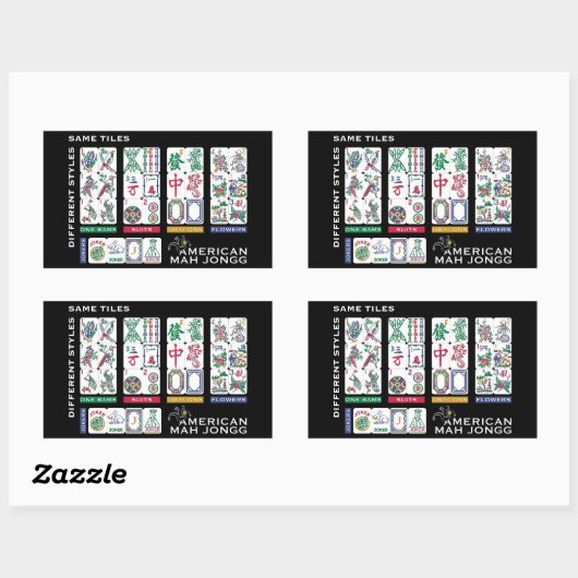 Mah Jongg Tiles gleich Rechteckiger Aufkleber (Blatt)