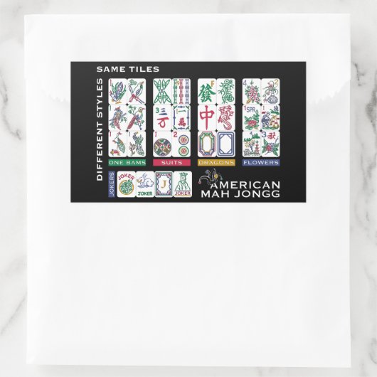 Mah Jongg Tiles gleich Rechteckiger Aufkleber (Tasche)