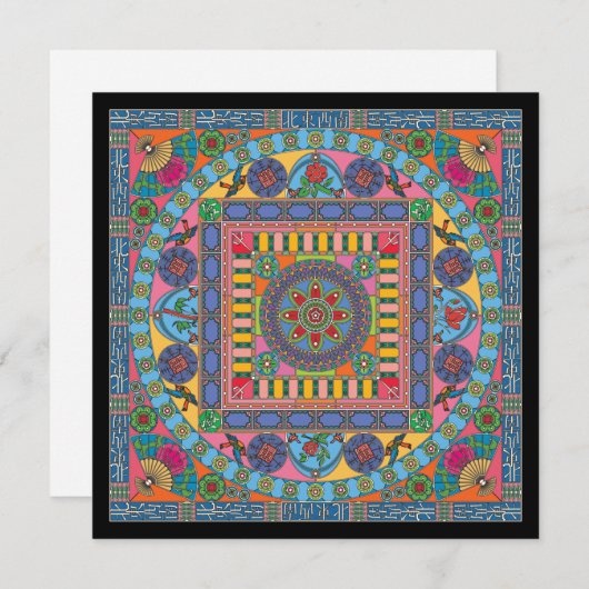 Mah Jongg Tiles Mandala Card Flat (Vorne/Hinten)