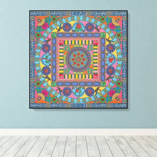 Mah Jongg Tiles Mandala Leinwand (Insitu (Holzboden))