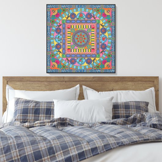 Mah Jongg Tiles Mandala Leinwand (Insitu (Schlafzimmer))