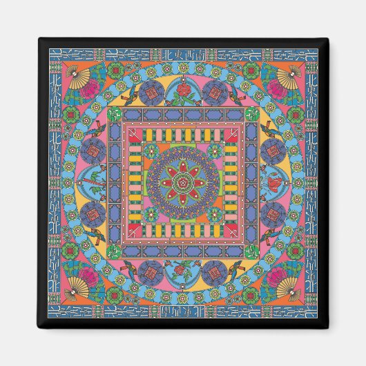 Mah Jongg Tiles Mandala Magnet (Vorne)