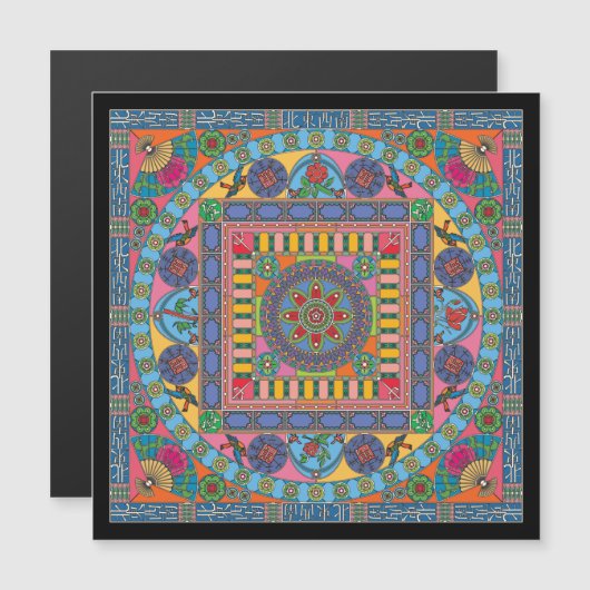 Mah Jongg Tiles Mandala Magnet Flat (Vorne/Hinten)