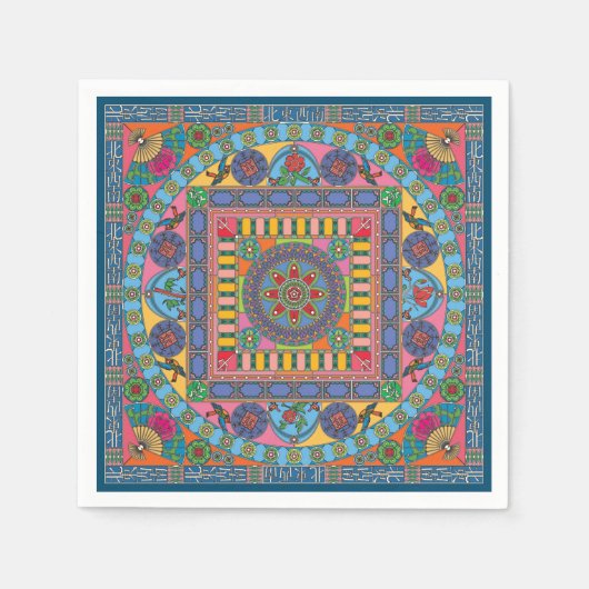 Mah Jongg Tiles Mandala Napkins Serviette (Vorderseite)