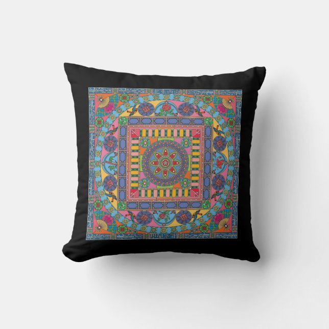 Mah Jongg Tiles Mandala Pillow Kissen (Vorderseite)